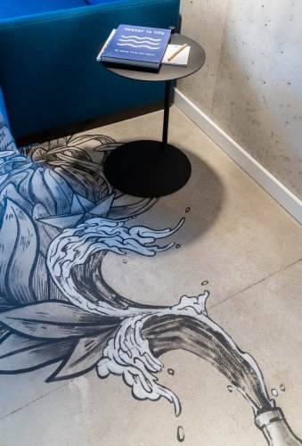 Ausschnitt des bemalten Fussbodens in einem Artroom des Hotels Villa Viva, gestaltet von Astra