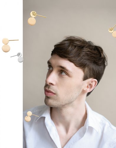 Janine Arnold Schmuck - Collage: Portrait eines jungen Mannes mit Ohrringen